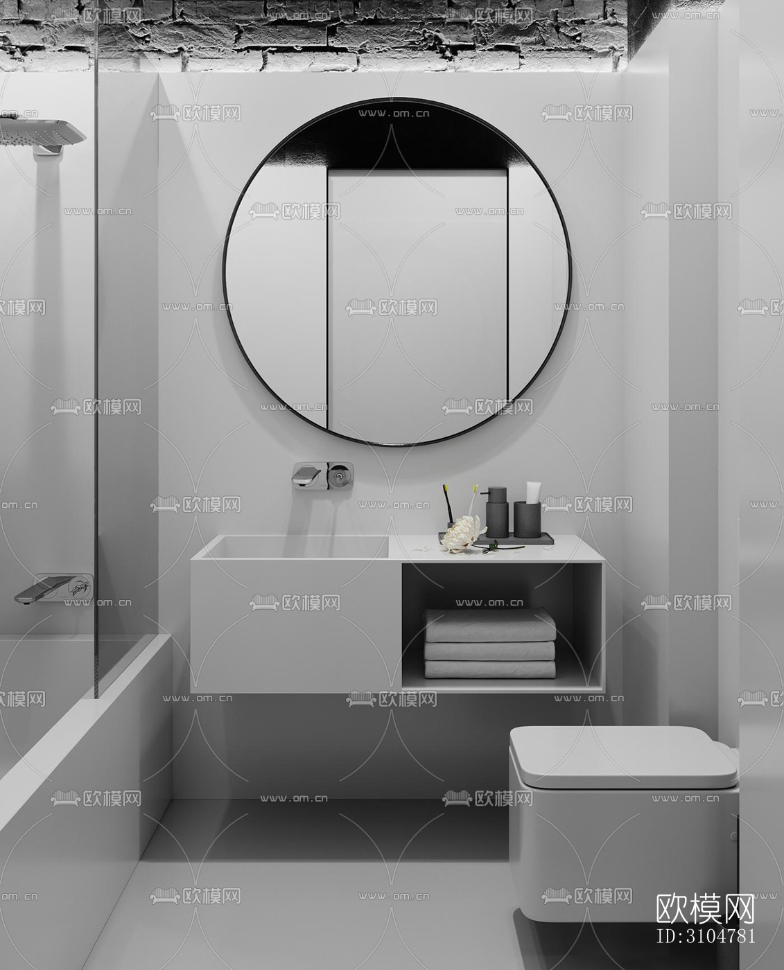 高级灰卫生间效果图下载（渲染图5）