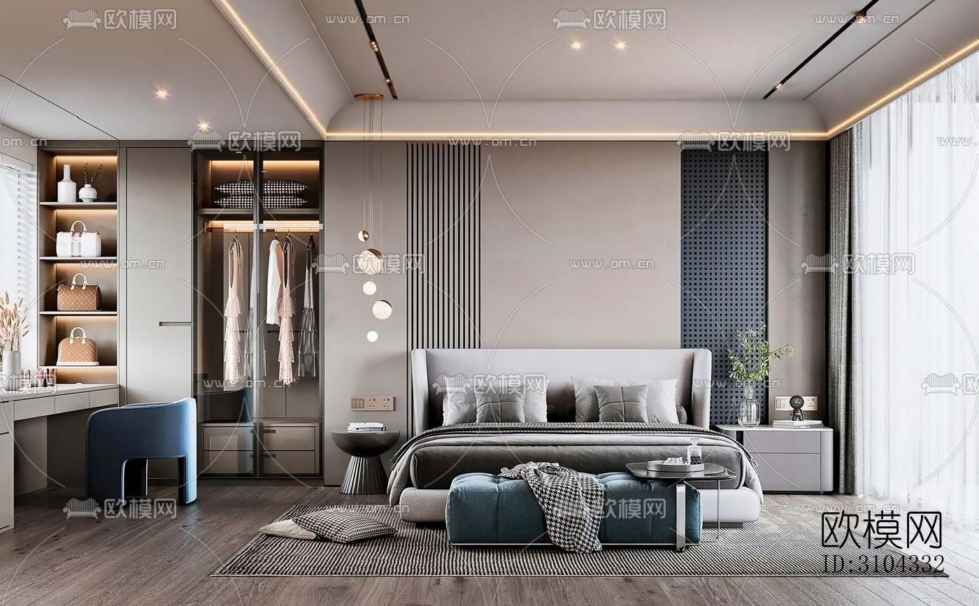 现代卧室效果图下载（渲染图1）