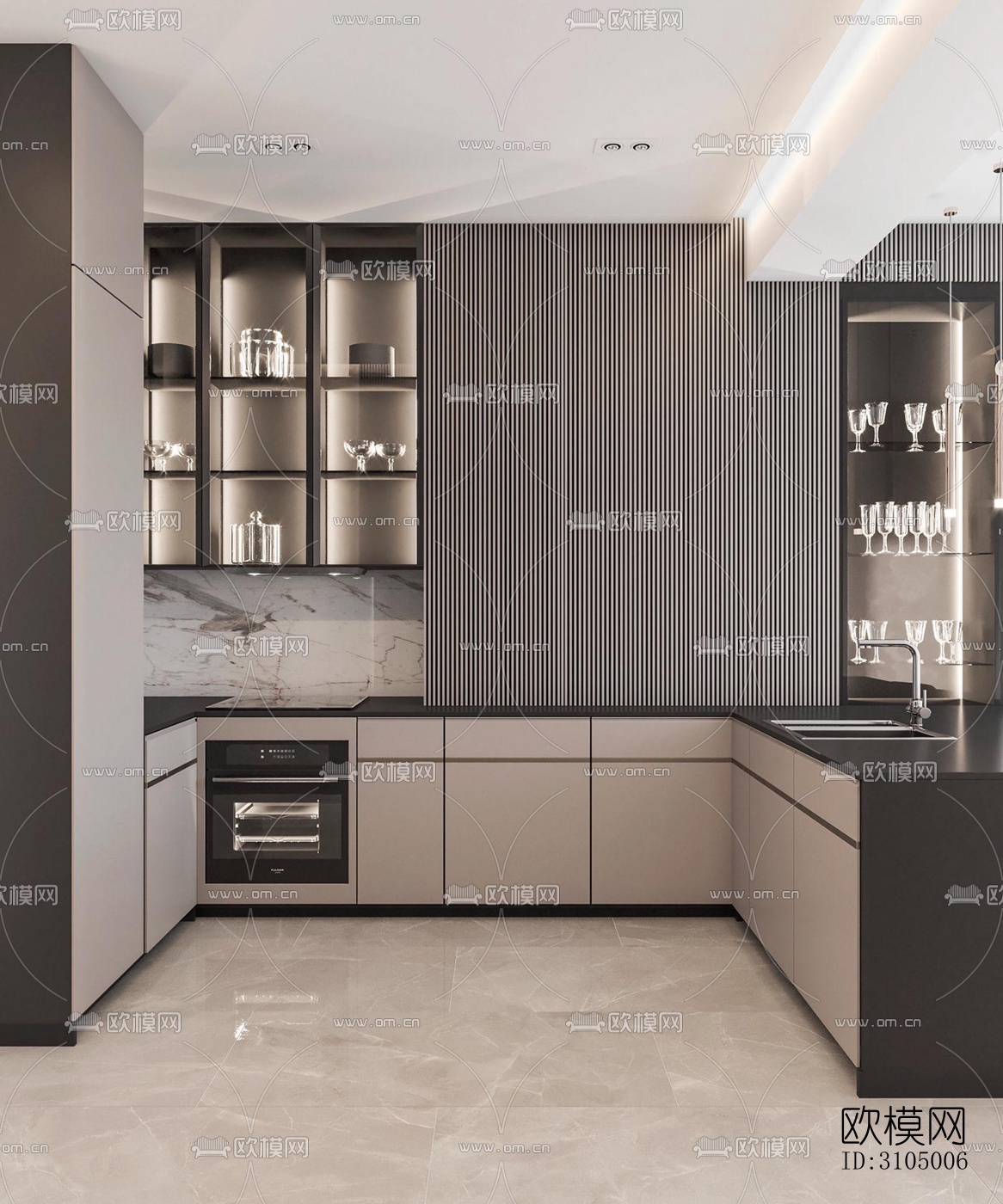 现代厨房效果图下载（渲染图5）