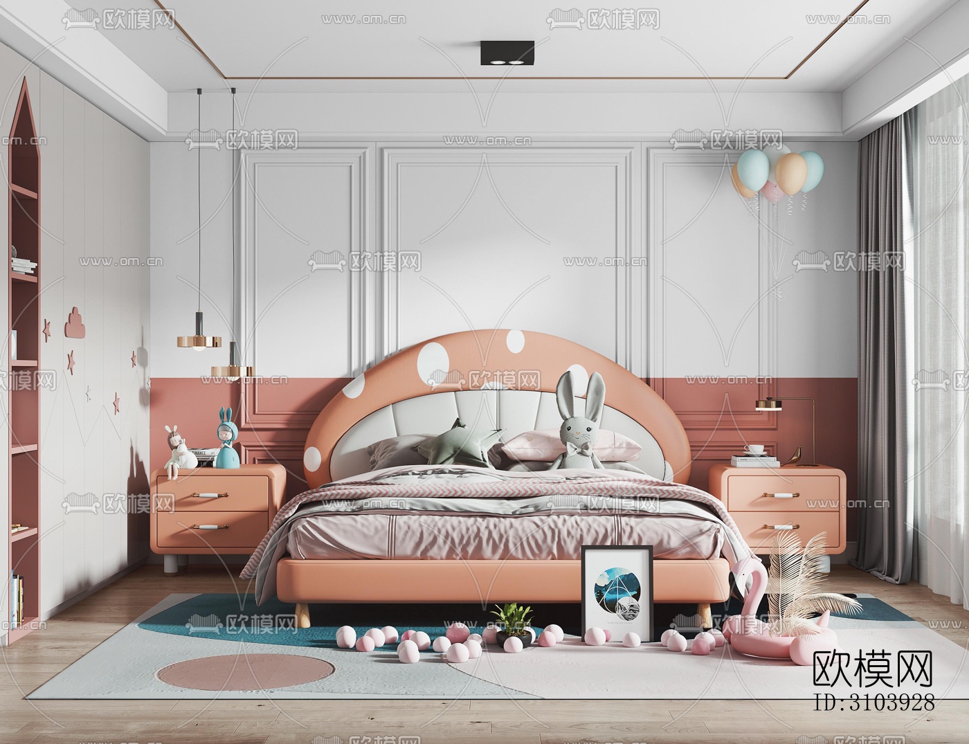 欧式儿童房效果图下载（渲染图4）