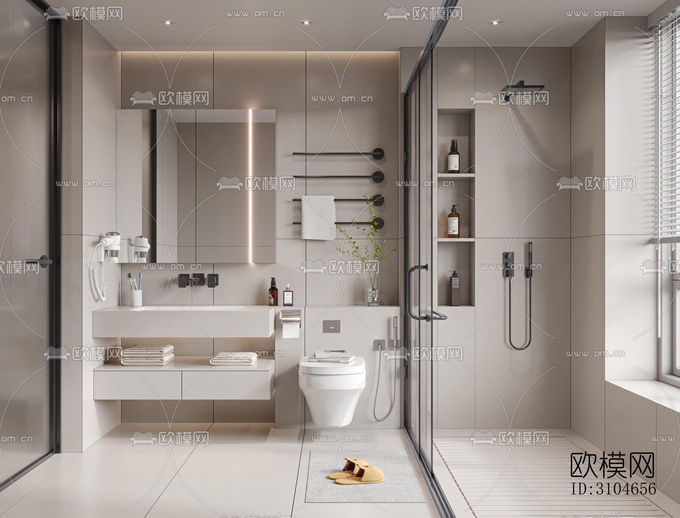 现代卫生间效果图下载（渲染图2）