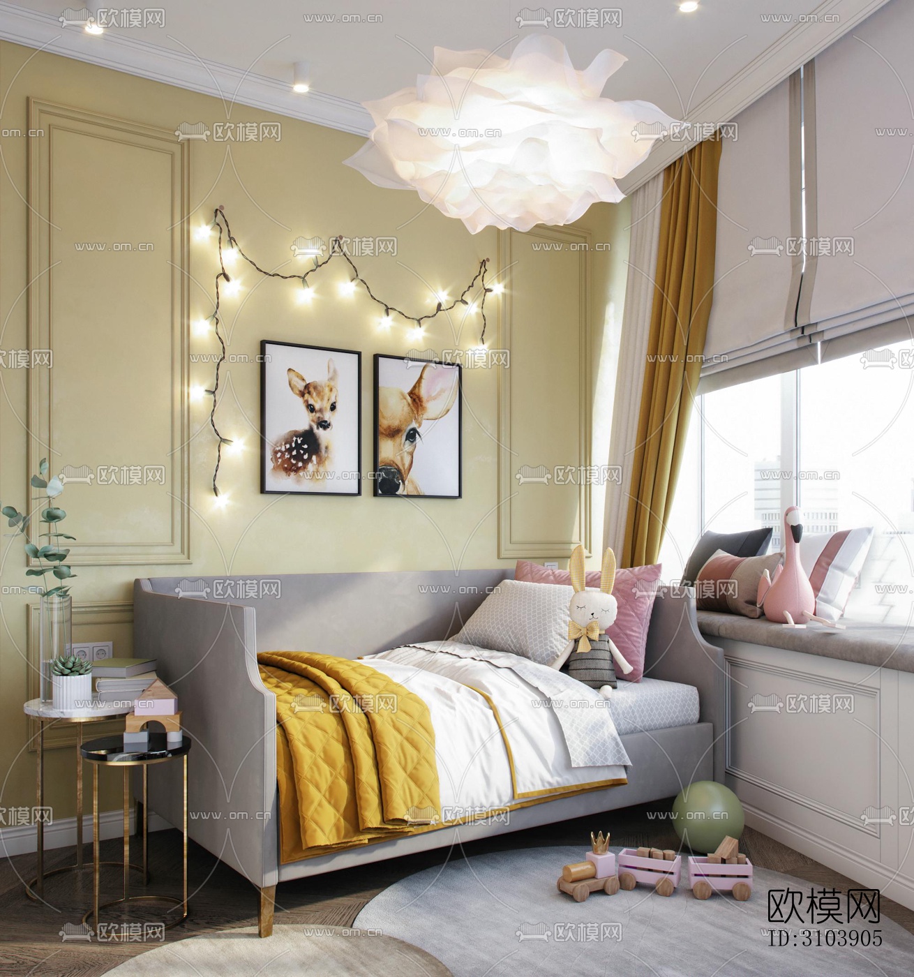 北欧儿童房效果图下载（渲染图1）