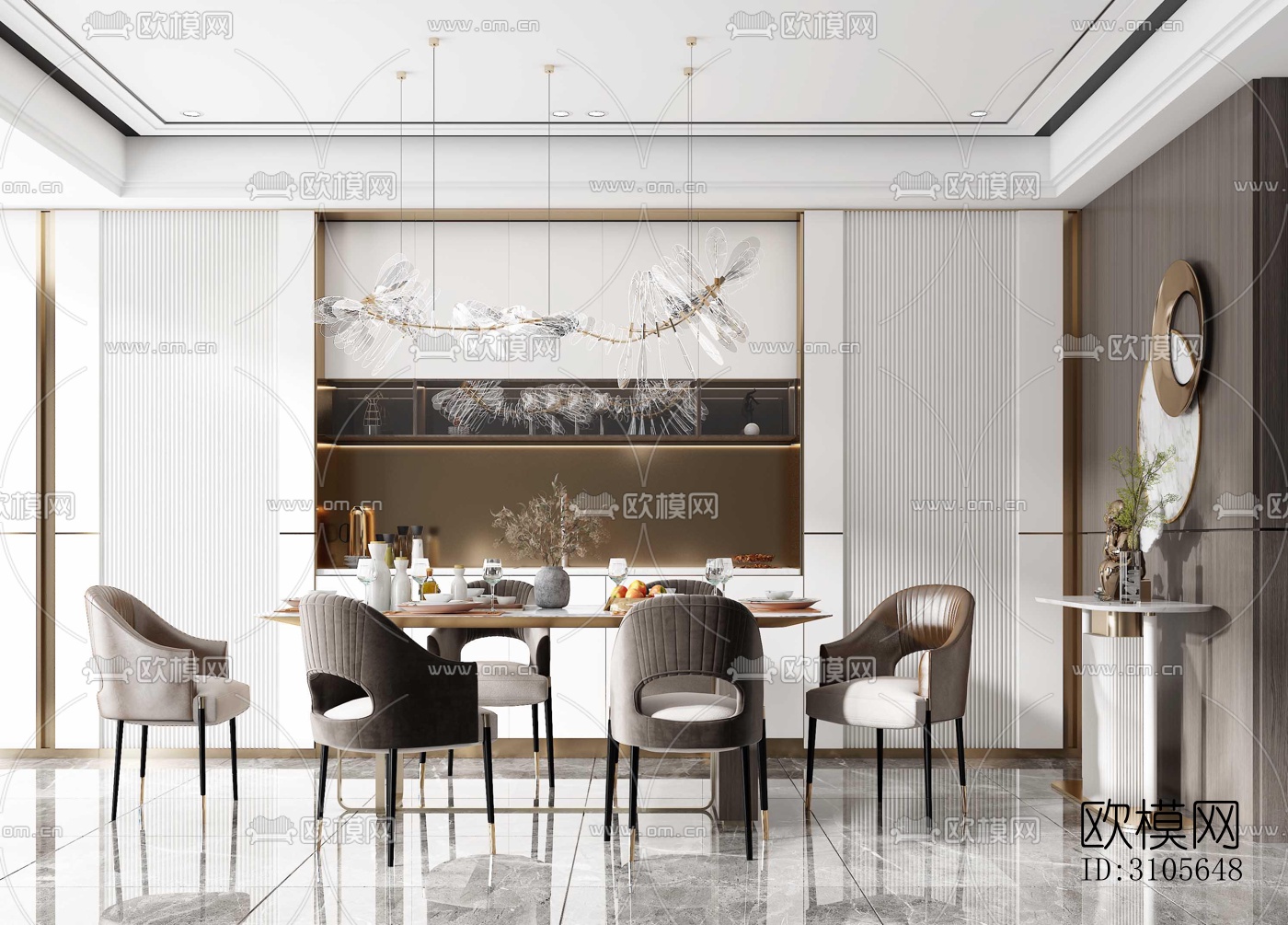 现代餐厅效果图下载（渲染图3）