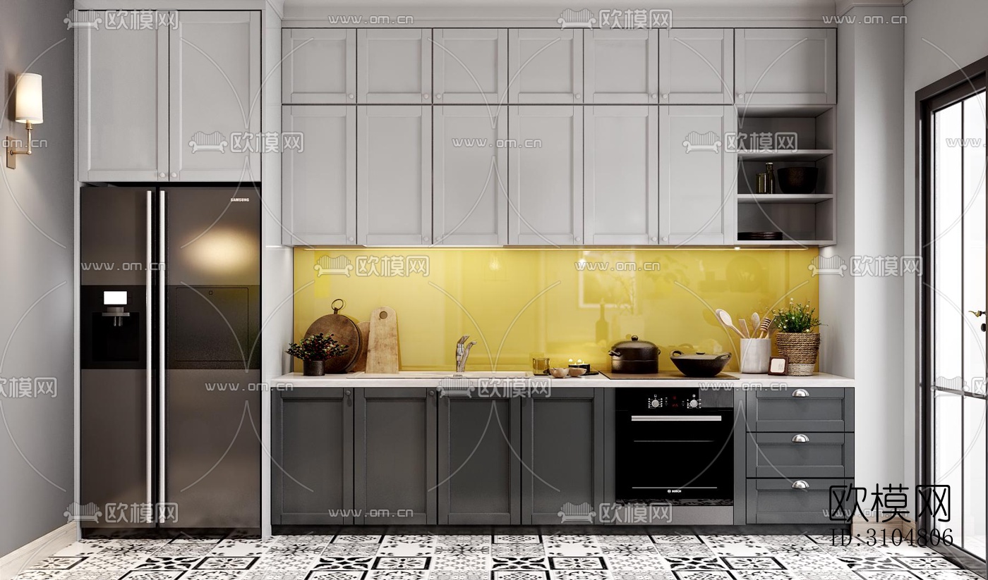 北欧厨房效果图下载（渲染图5）