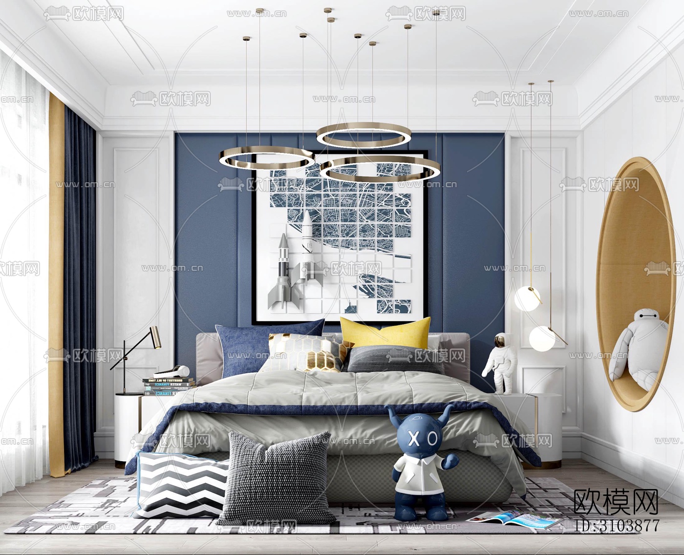 北欧儿童房效果图下载（渲染图1）