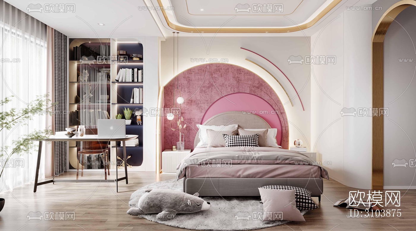 北欧儿童房效果图下载（渲染图1）