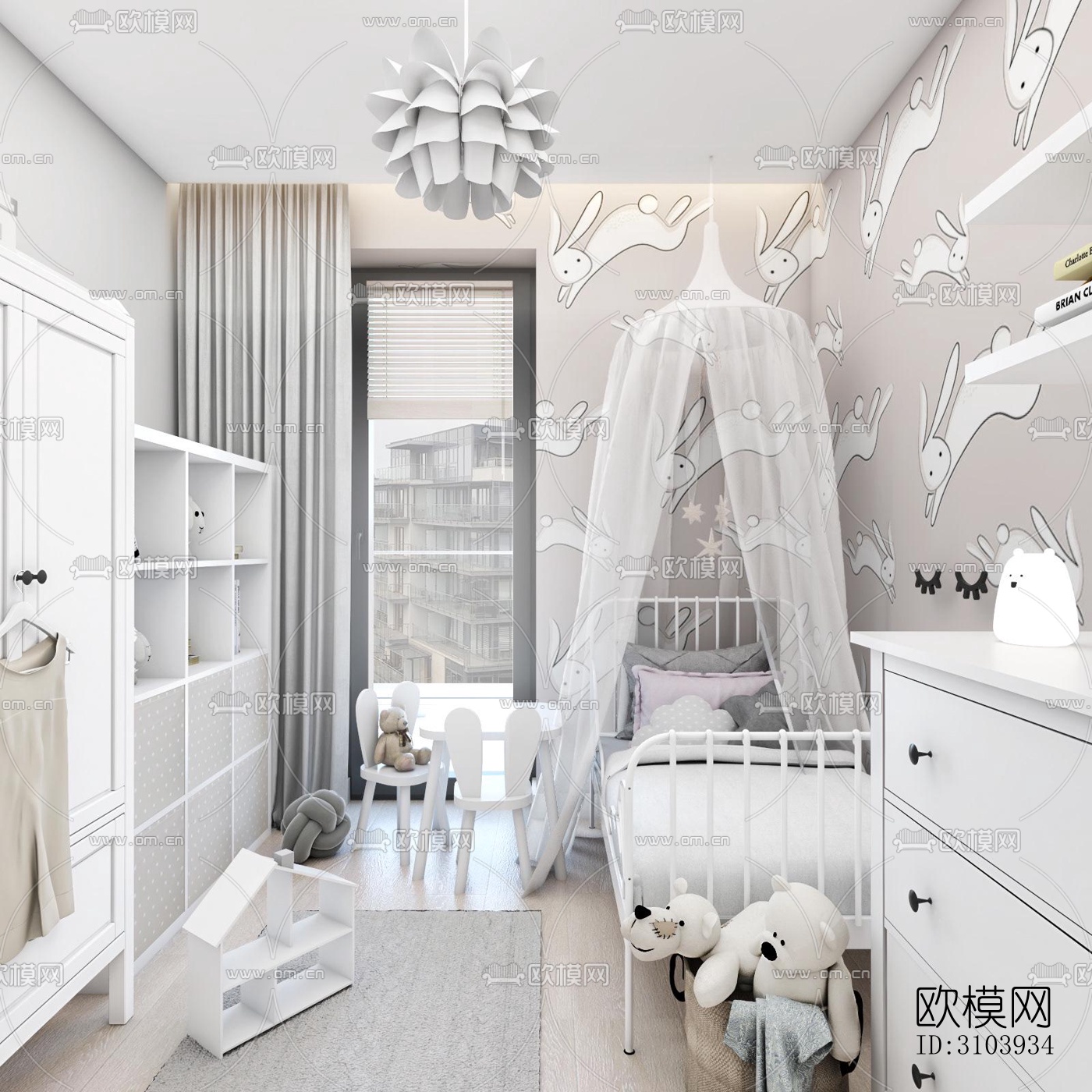 欧式儿童房效果图下载（渲染图5）