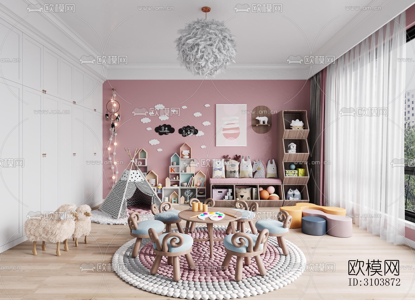 北欧儿童房效果图下载（渲染图5）