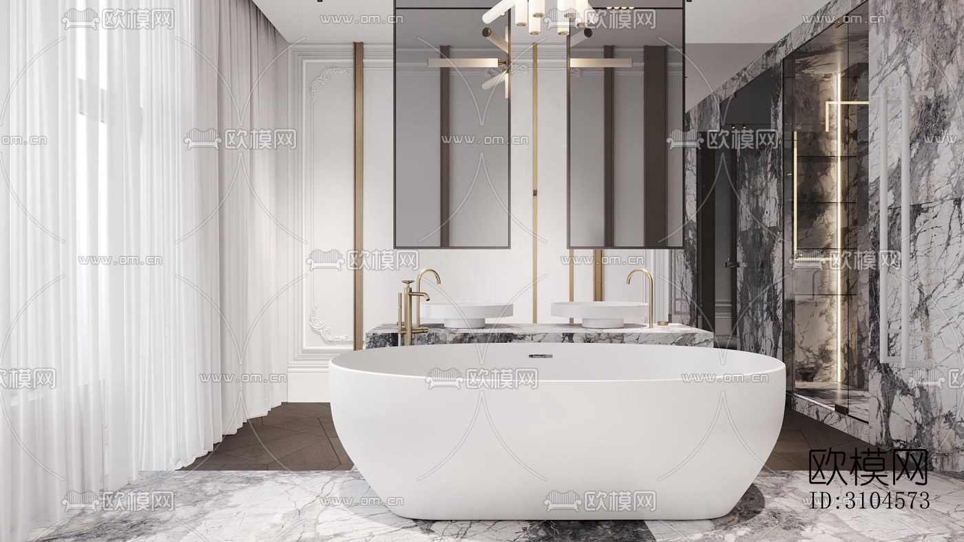 法式卫生间效果图下载（渲染图5）