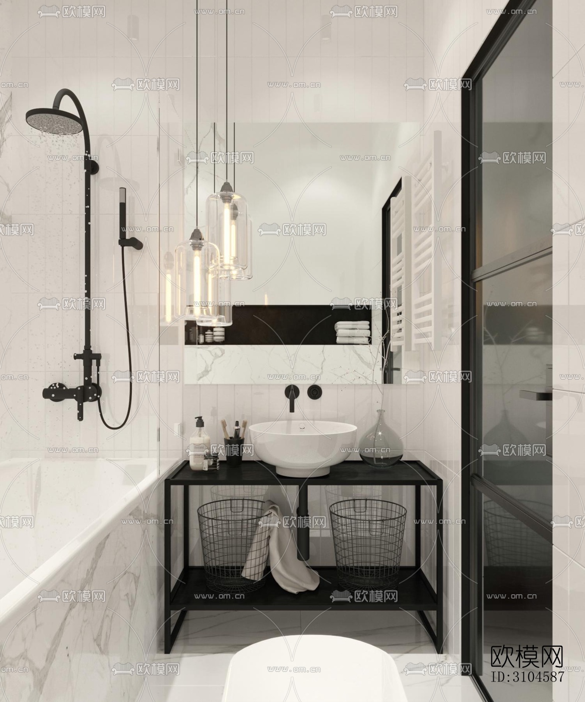 现代卫生间效果图下载（渲染图1）