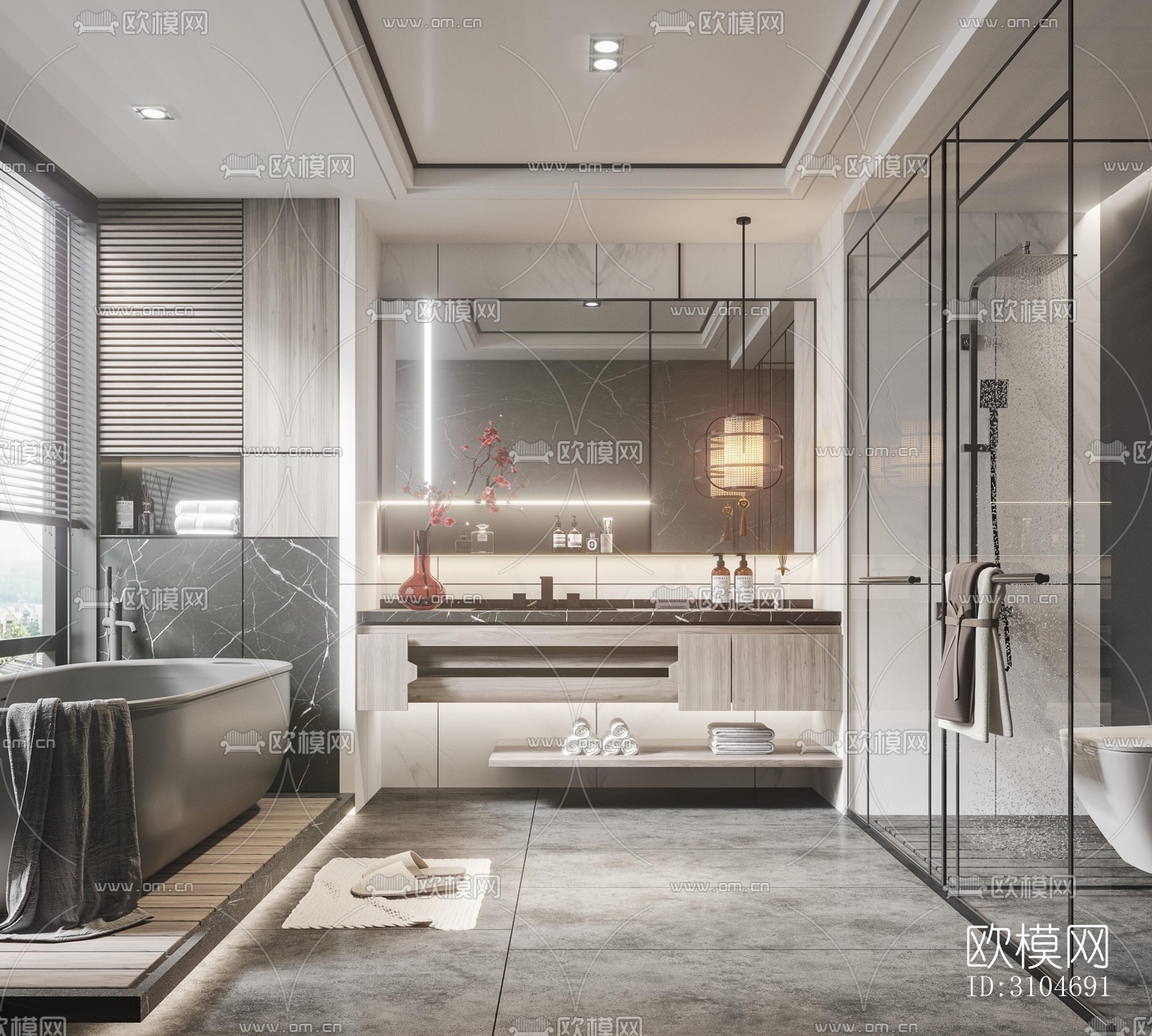 现代卫生间效果图下载（渲染图1）
