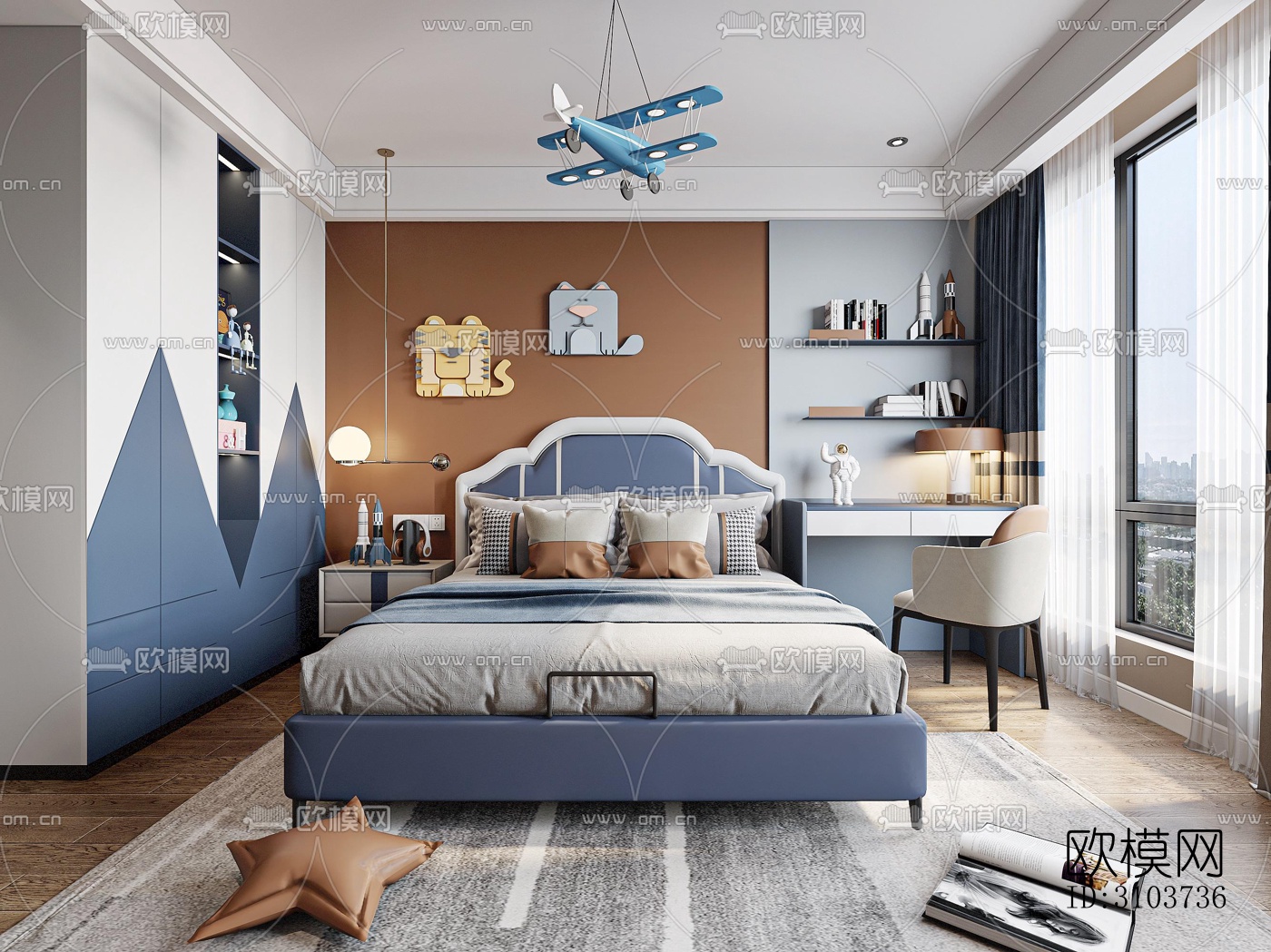 北欧儿童房效果图下载（渲染图2）