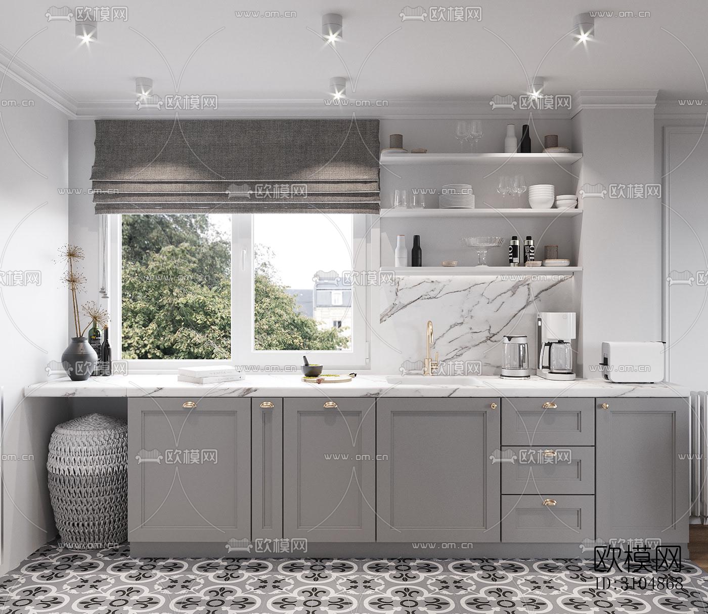 北欧厨房效果图下载（渲染图4）