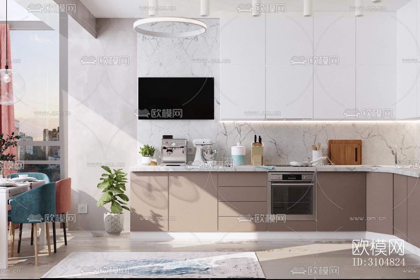 北欧厨房效果图下载（渲染图5）