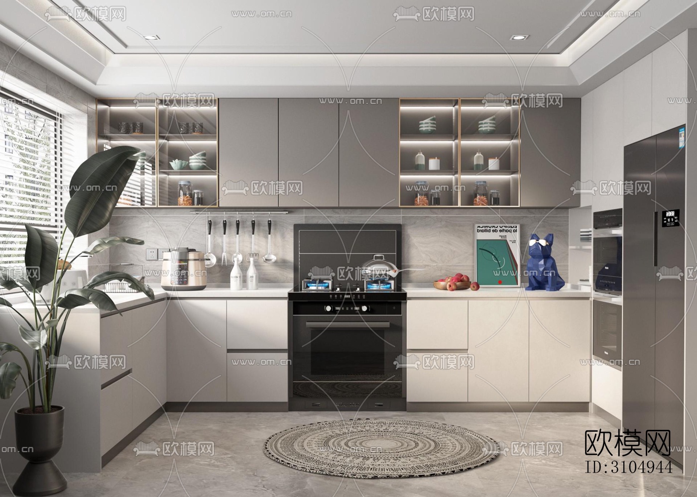 现代厨房效果图下载（渲染图4）
