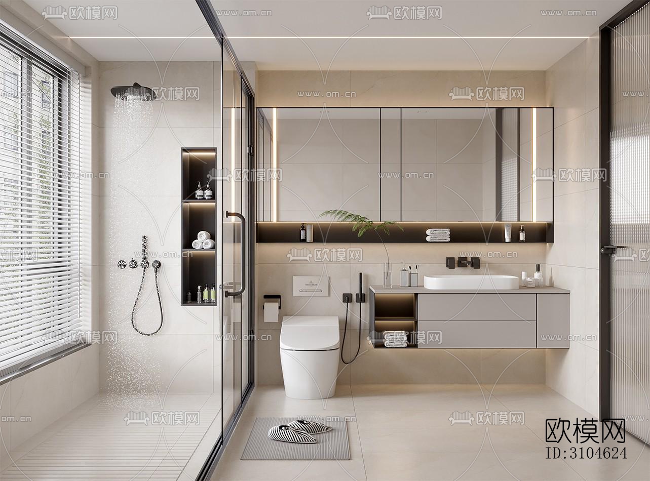 现代卫生间效果图下载（渲染图5）