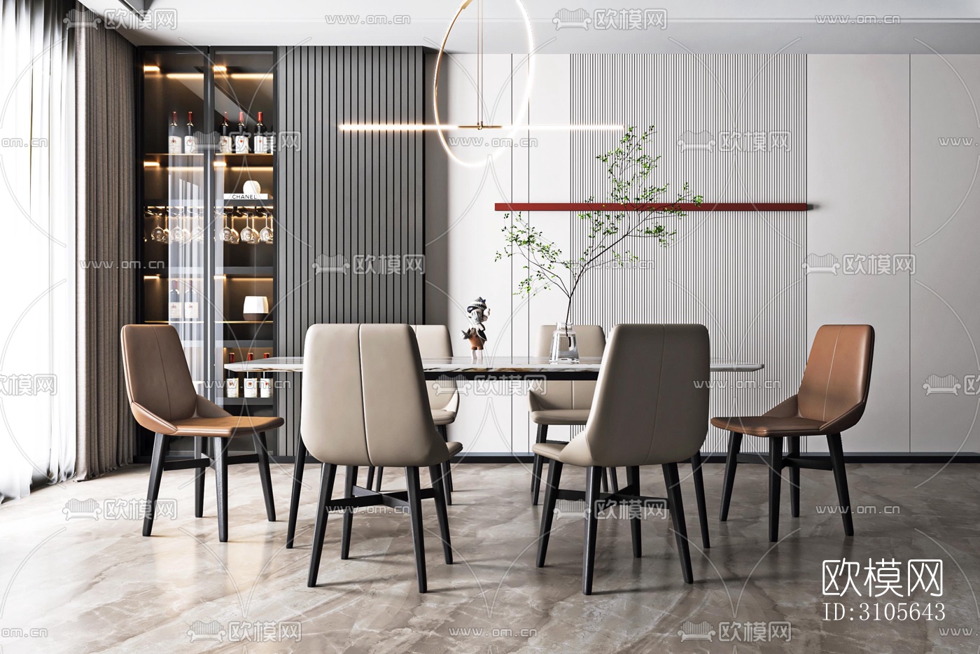 现代餐厅效果图下载（渲染图1）
