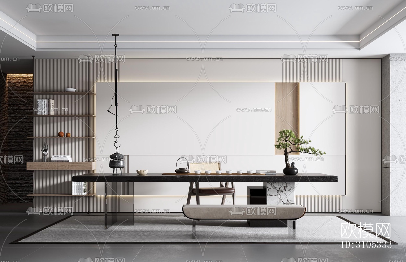 高级灰茶室效果图下载（渲染图5）