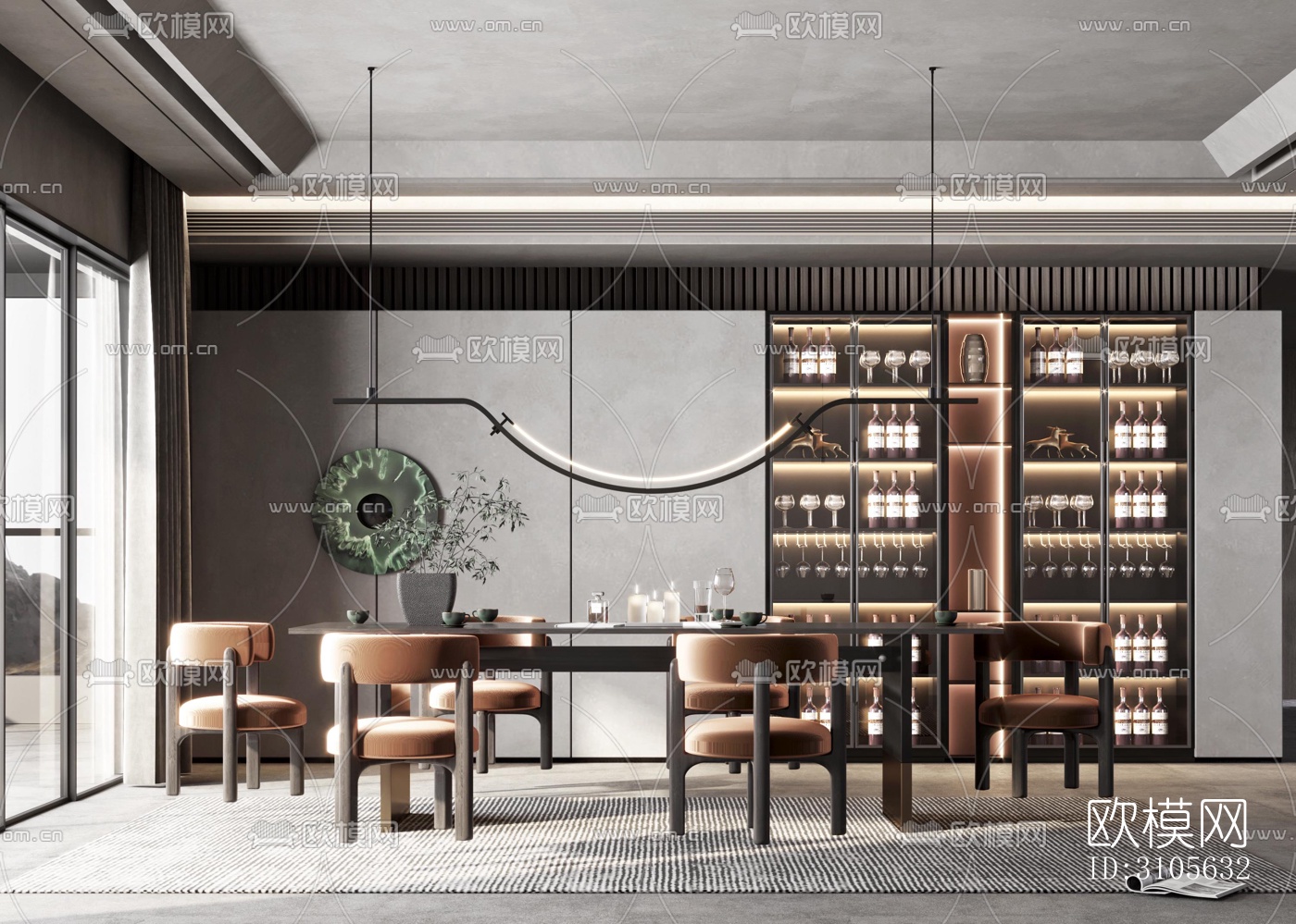 现代餐厅效果图下载（渲染图3）