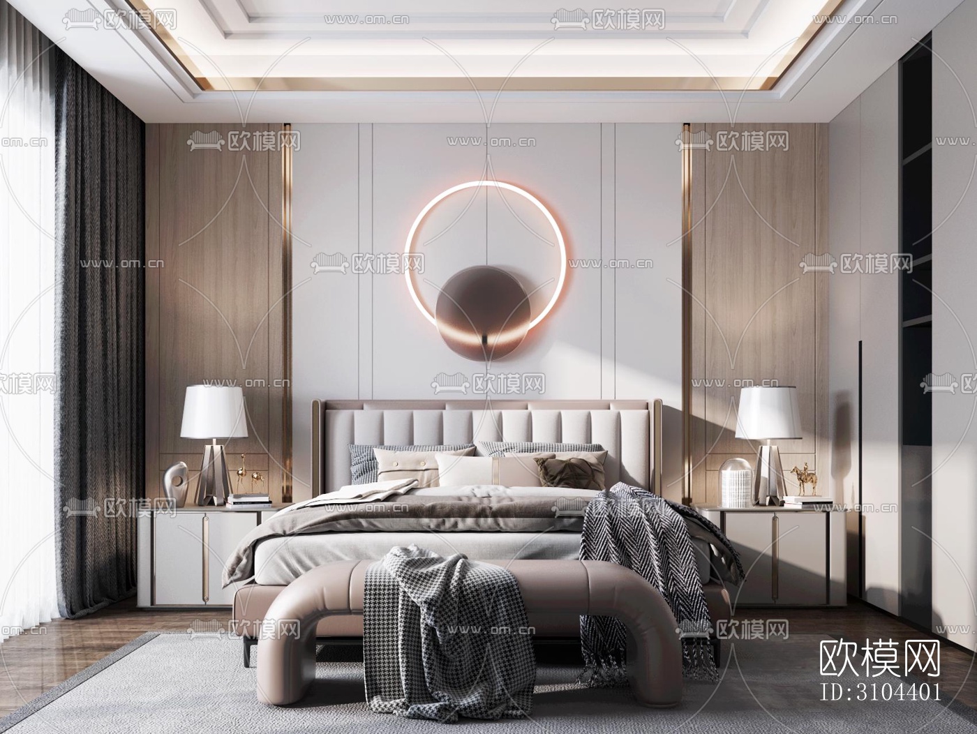 现代卧室效果图下载（渲染图2）
