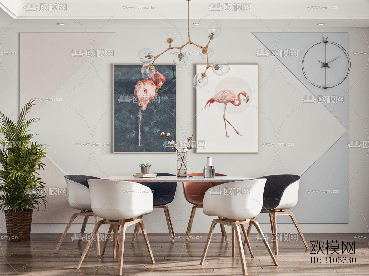 现代餐厅效果图下载（渲染图1）