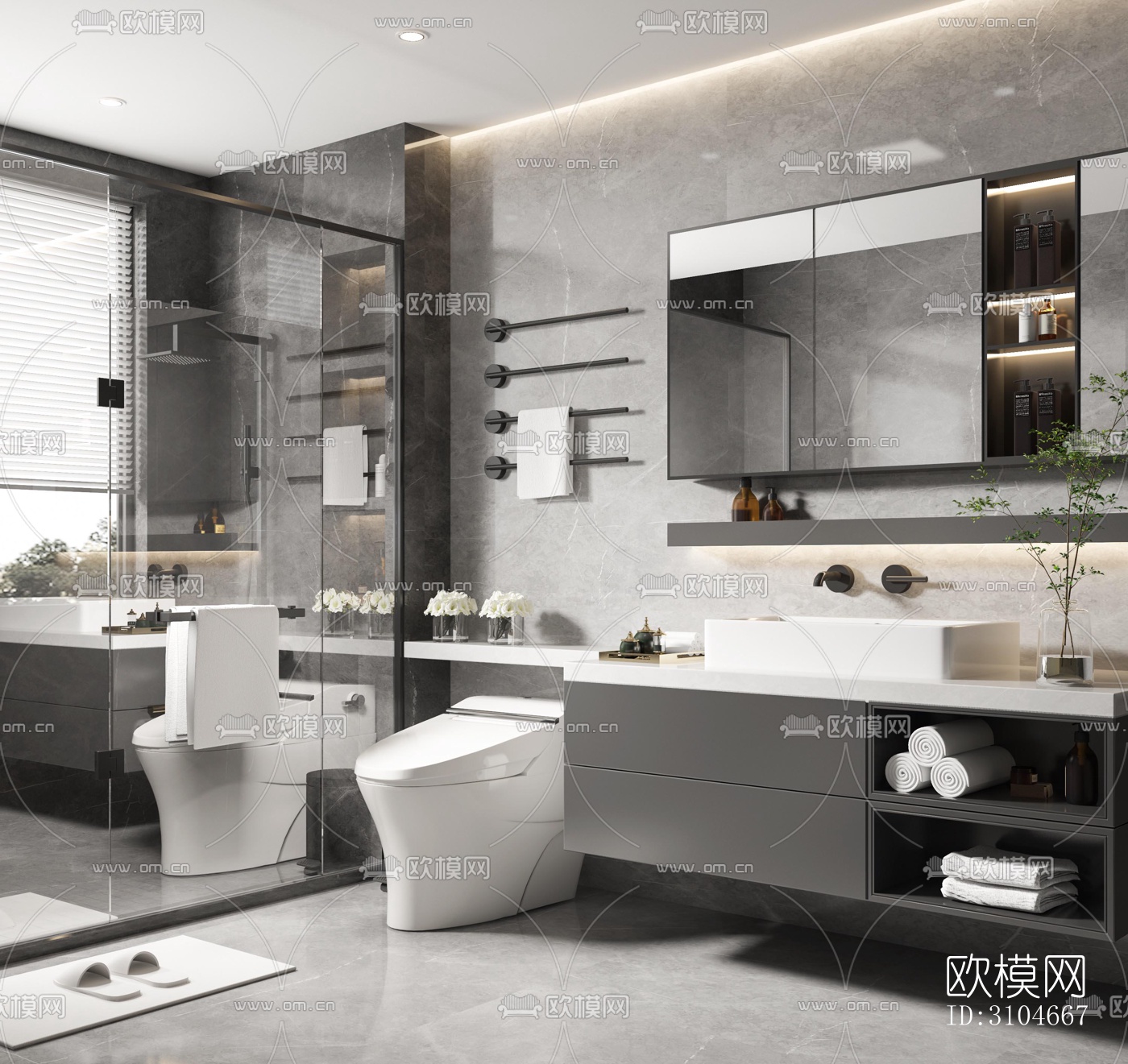 现代卫生间效果图下载（渲染图2）
