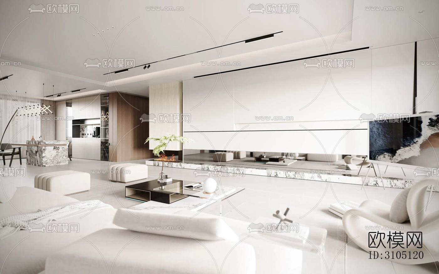 现代平层效果图下载（渲染图1）