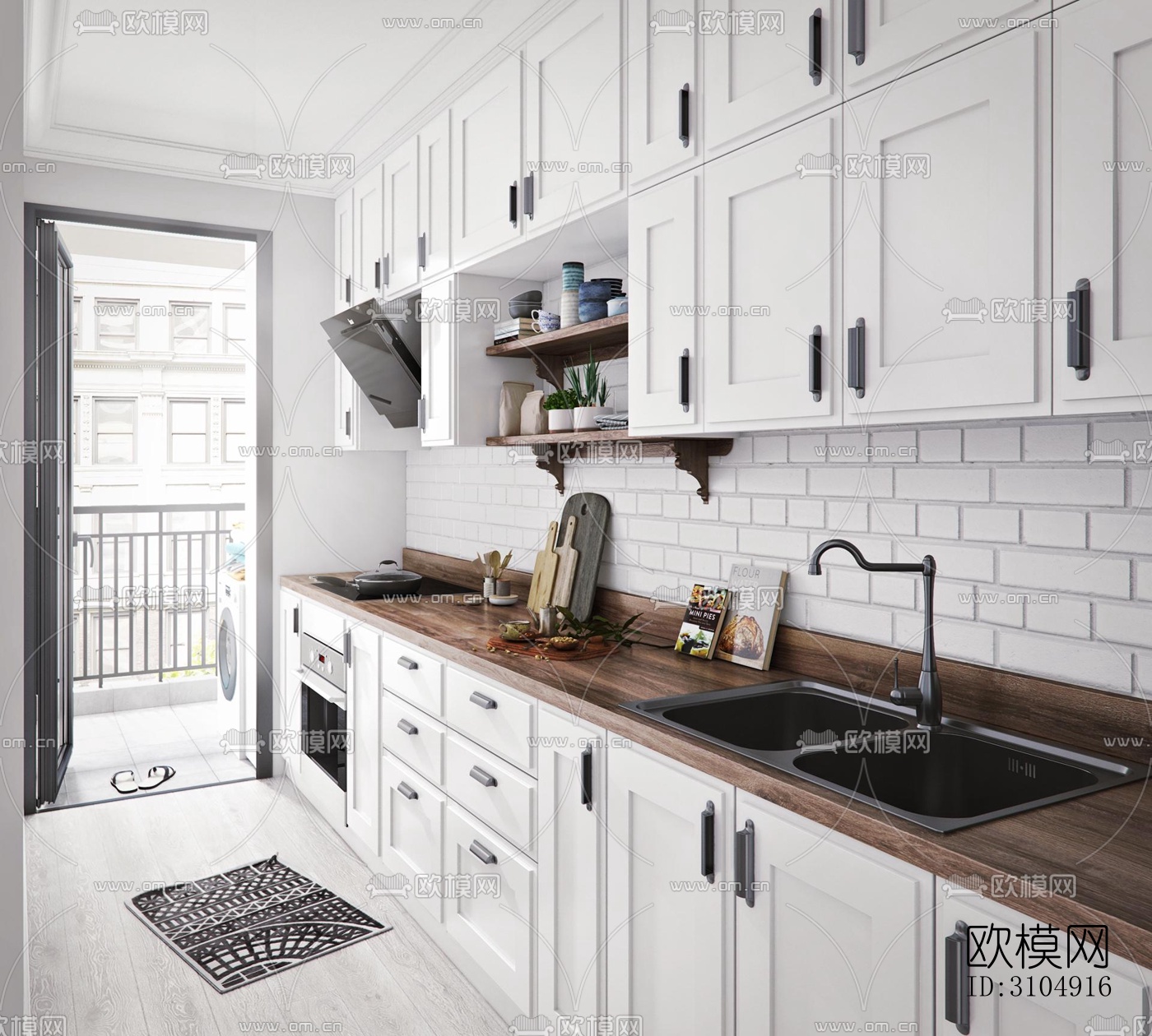 欧式厨房效果图下载（渲染图2）