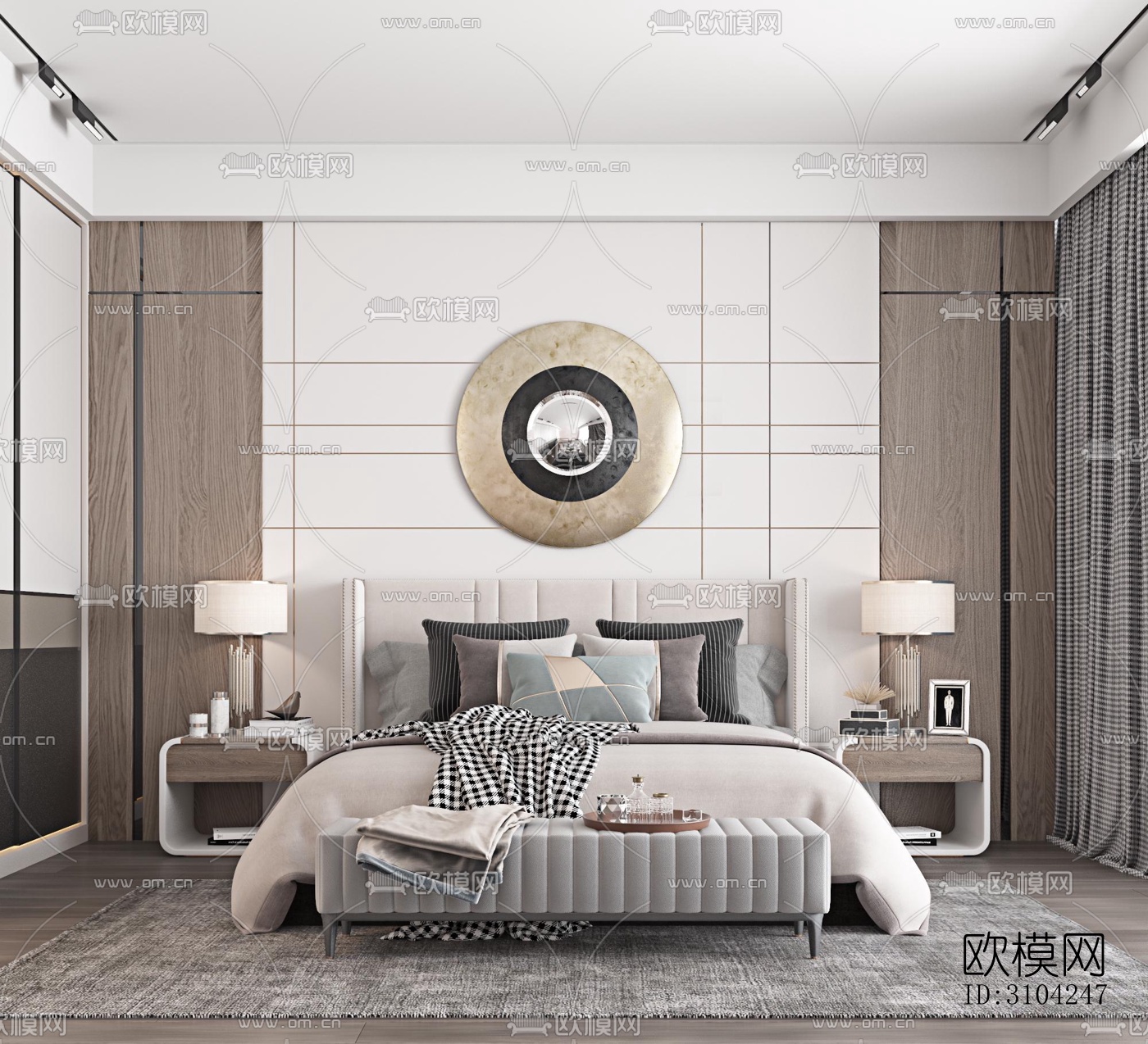 现代卧室效果图下载（渲染图4）
