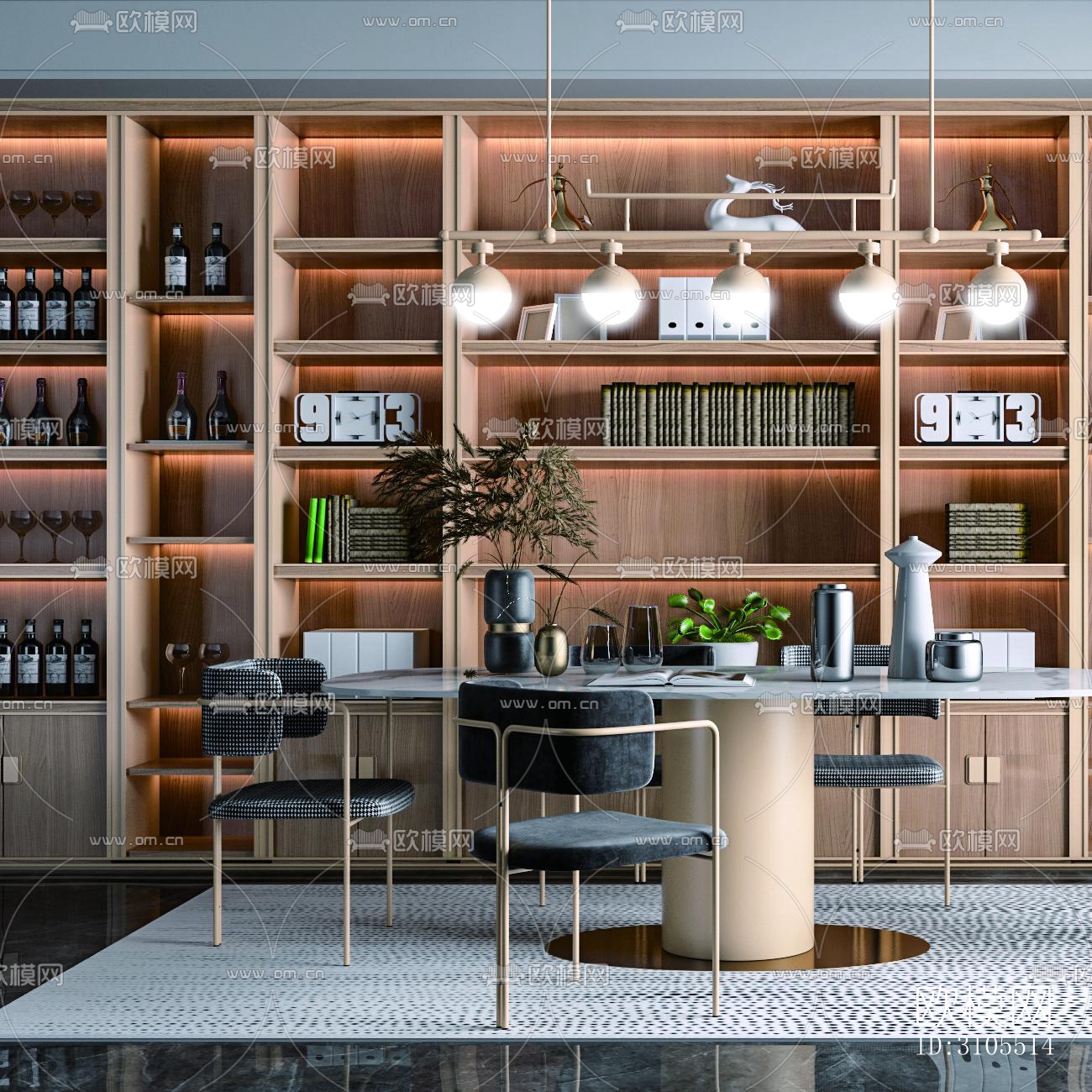 现代餐厅效果图下载（渲染图5）