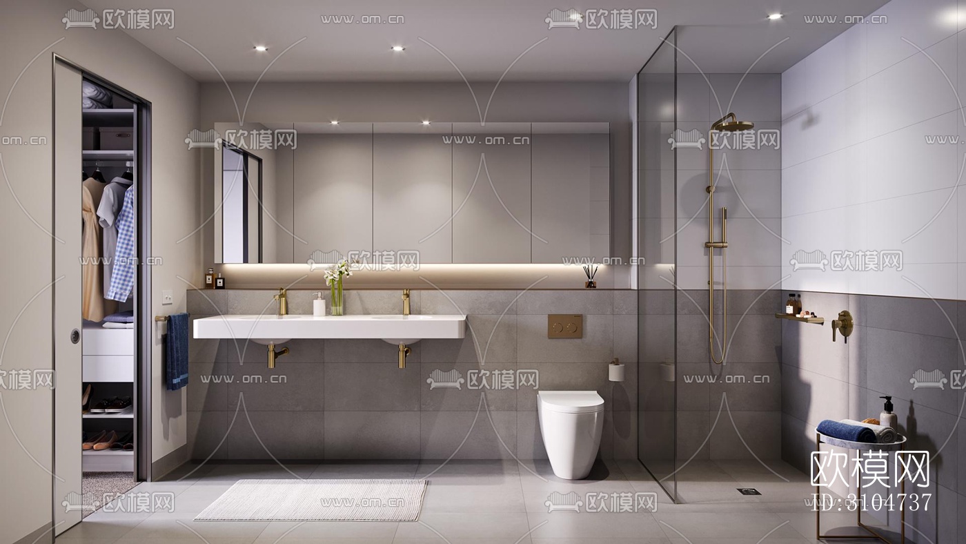 现代卫生间效果图下载（渲染图3）
