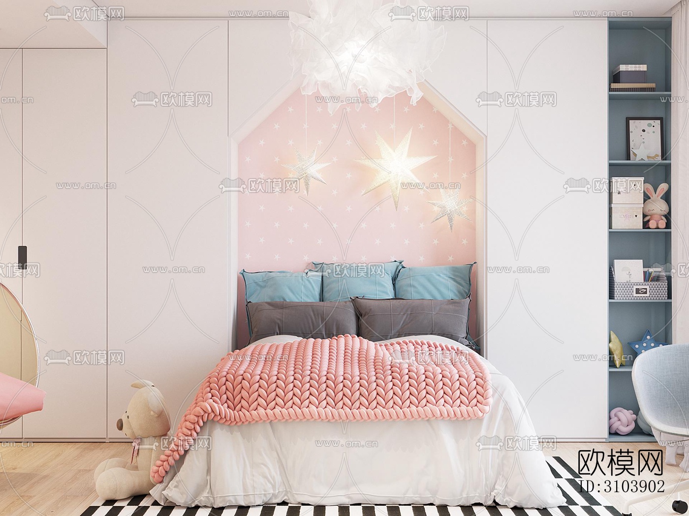 北欧儿童房效果图下载（渲染图2）