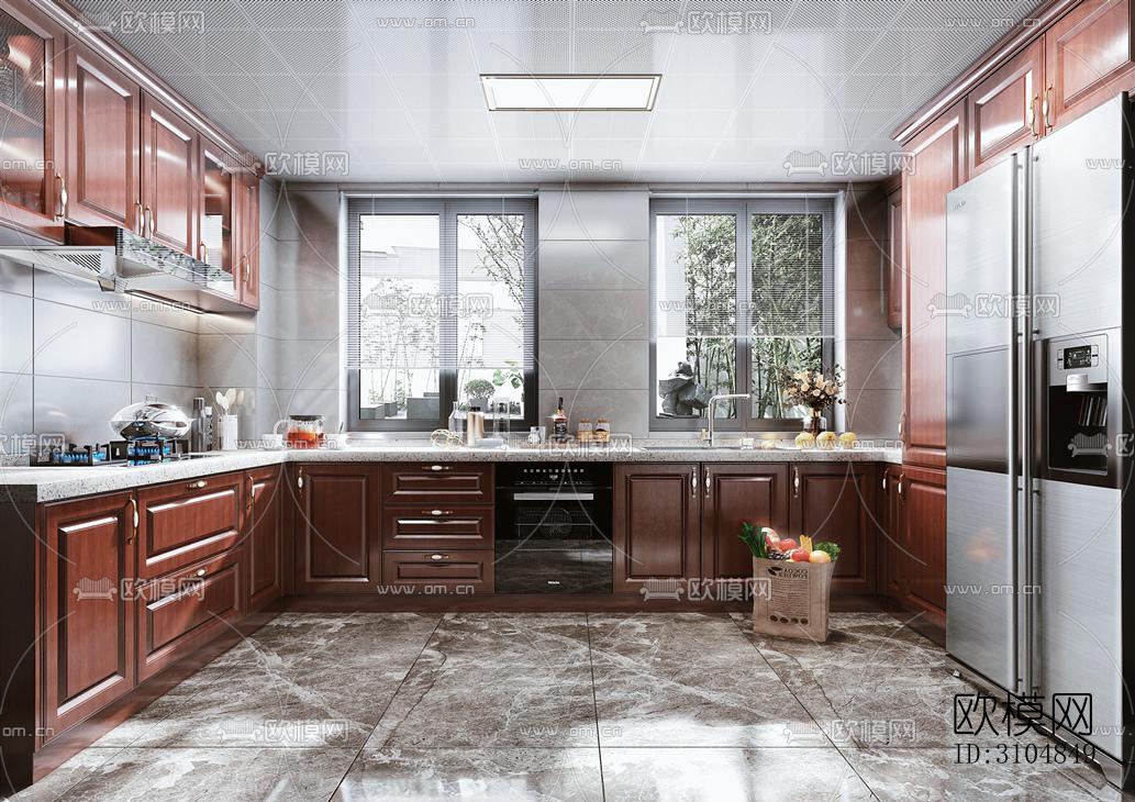 北欧厨房效果图下载（渲染图4）