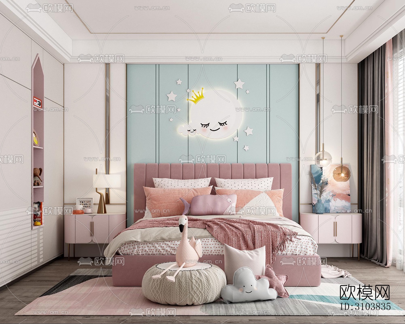 北欧儿童房效果图下载（渲染图3）