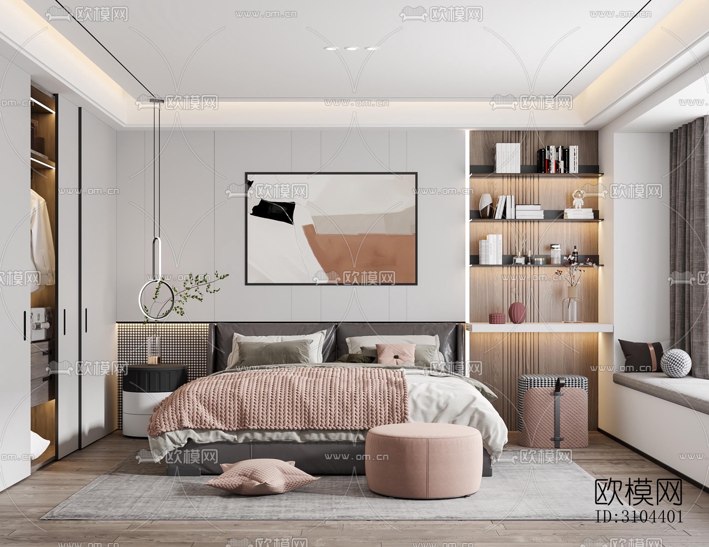 现代卧室效果图下载（渲染图3）