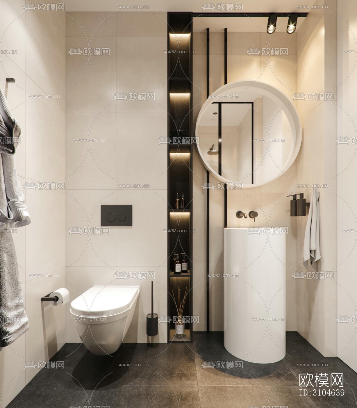 现代卫生间效果图下载（渲染图1）