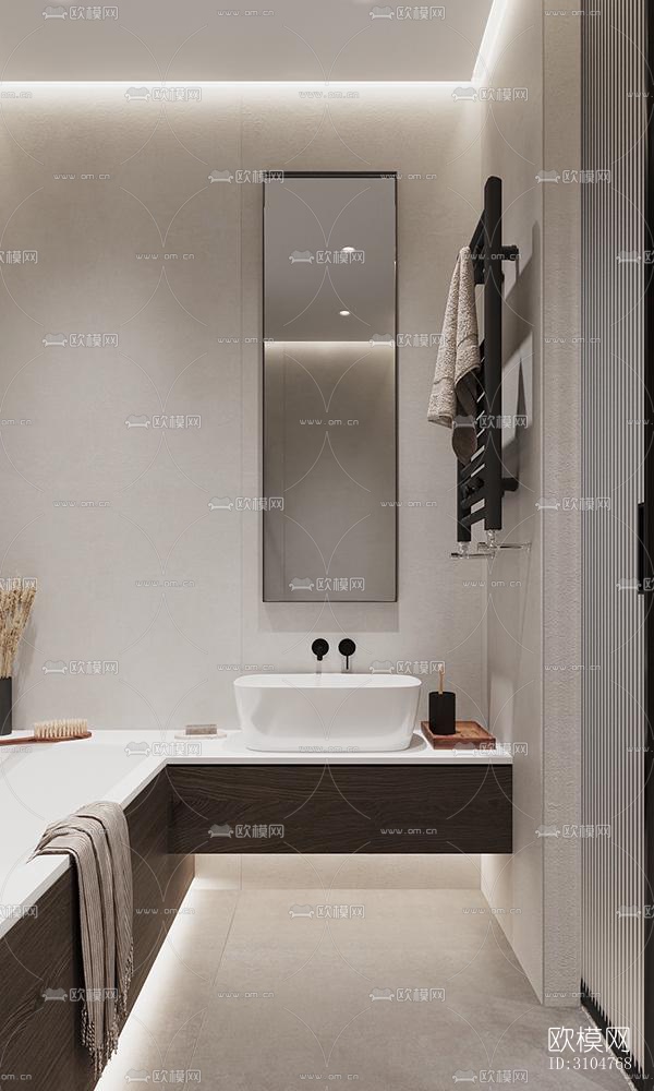 高级灰卫生间效果图下载（渲染图3）