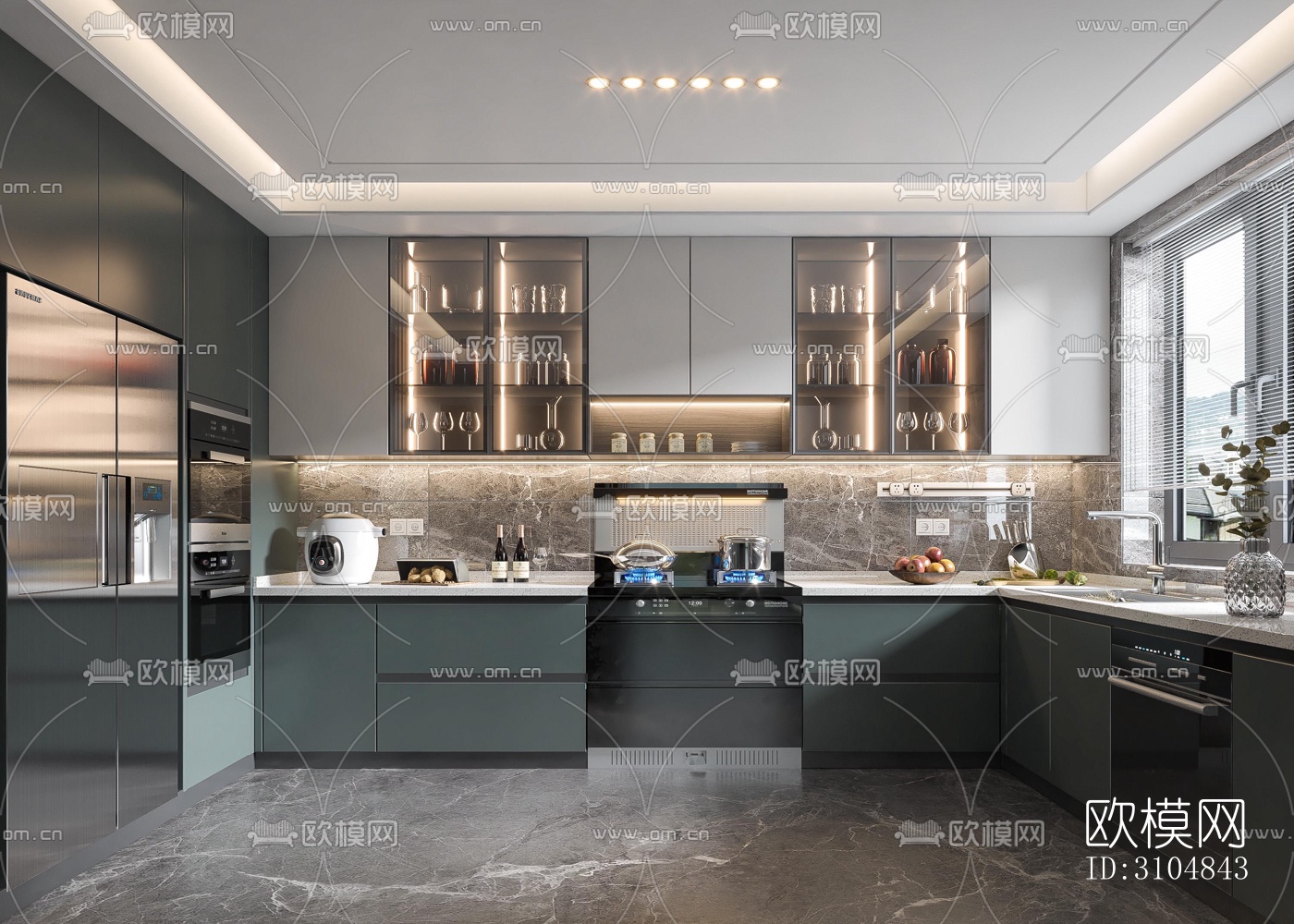 北欧厨房效果图下载（渲染图1）