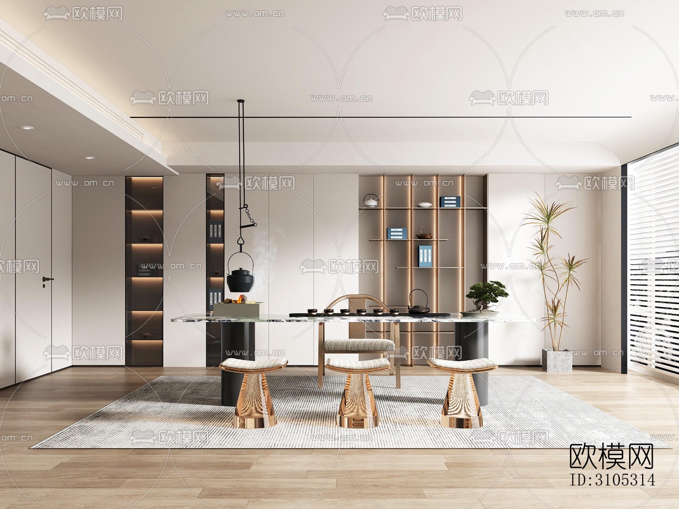 现代茶室效果图下载（渲染图1）