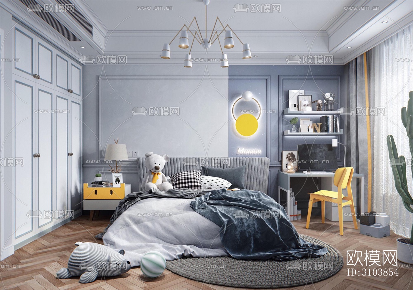 北欧儿童房效果图下载（渲染图2）