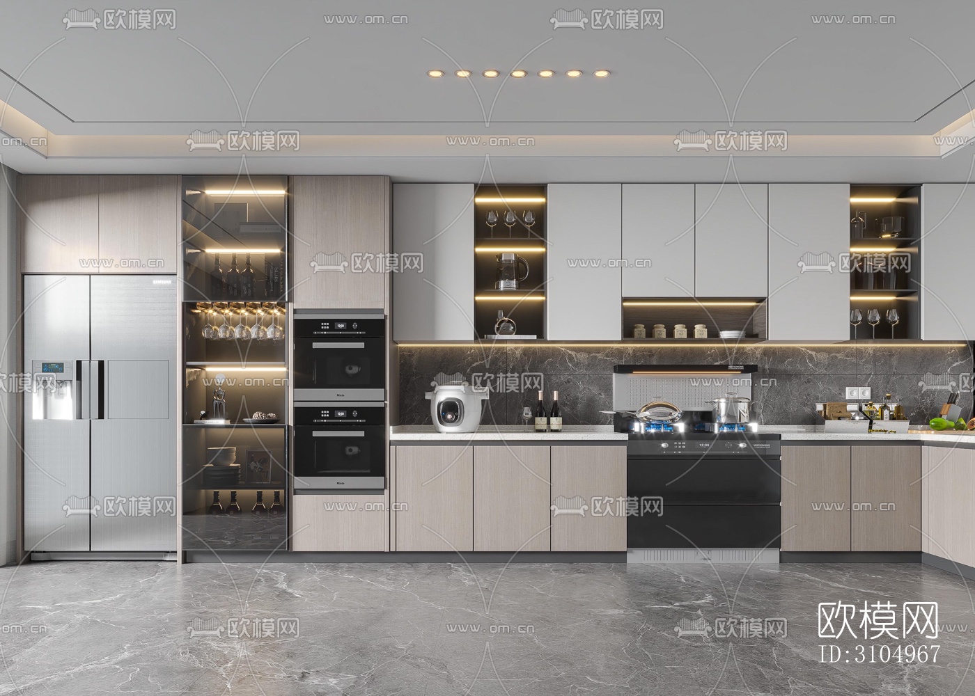 现代厨房效果图下载（渲染图2）