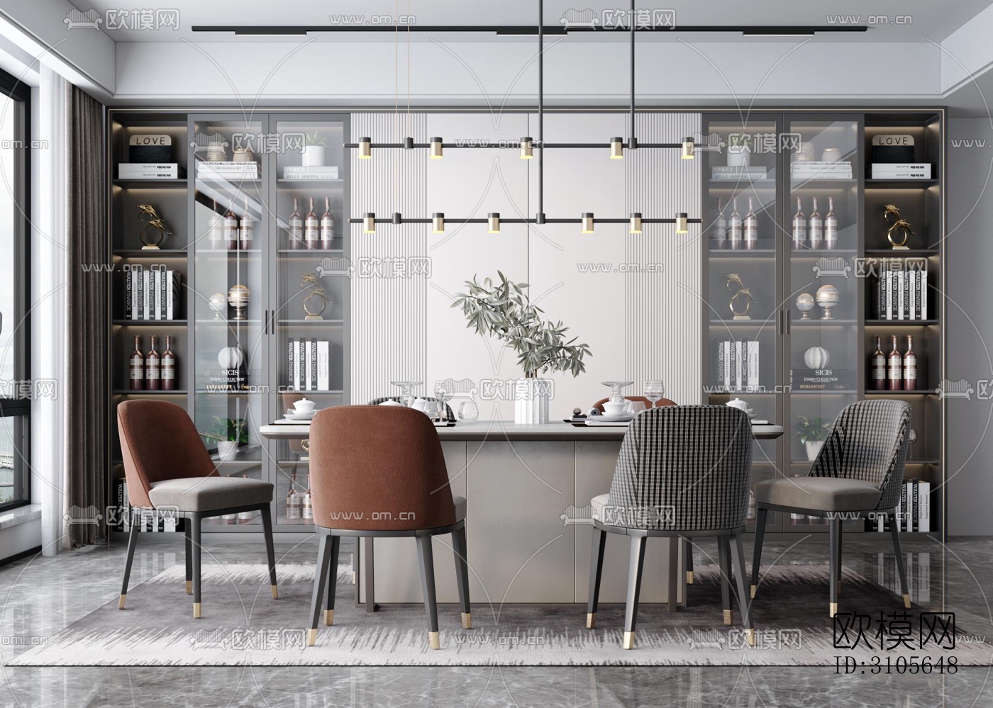 现代餐厅效果图下载（渲染图5）