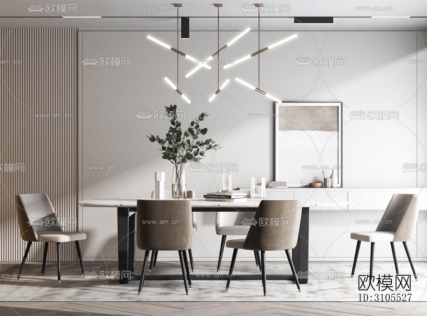 现代餐厅效果图下载（渲染图1）
