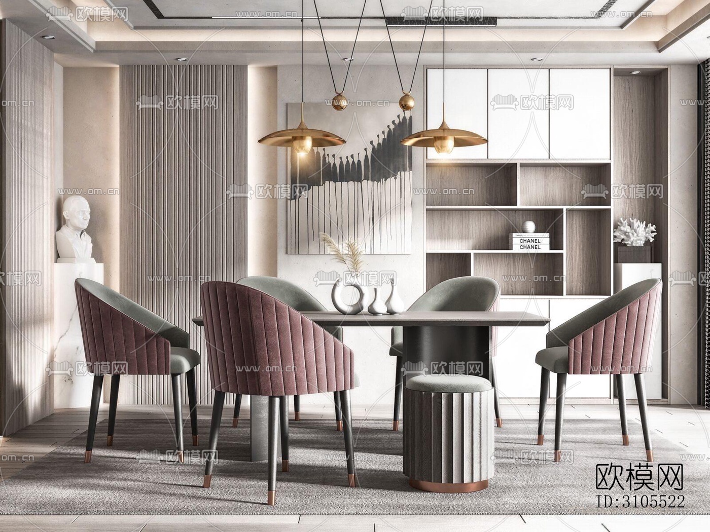 现代餐厅效果图下载（渲染图3）