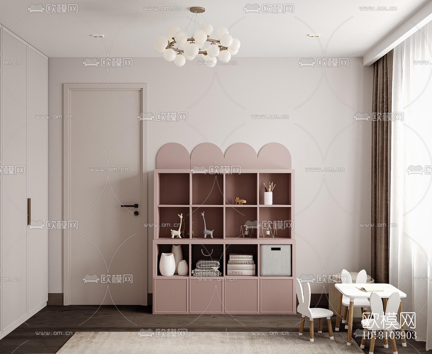 北欧儿童房效果图下载（渲染图2）