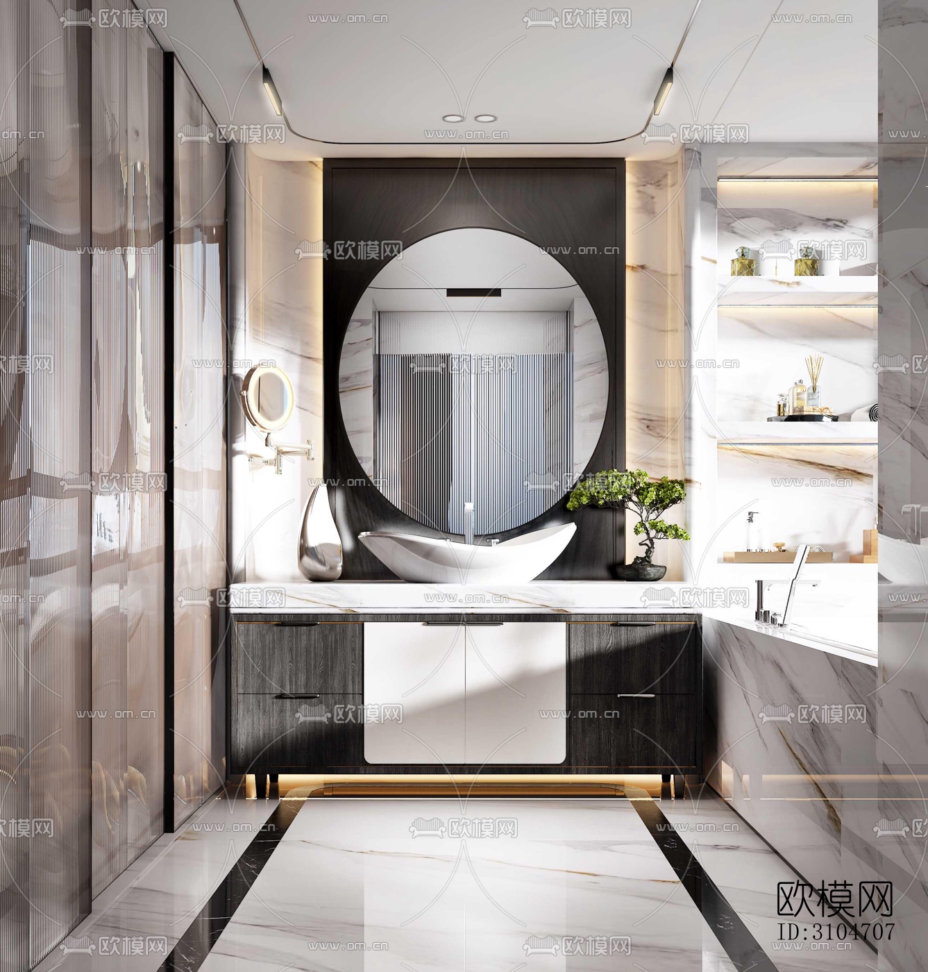 现代卫生间效果图下载（渲染图1）