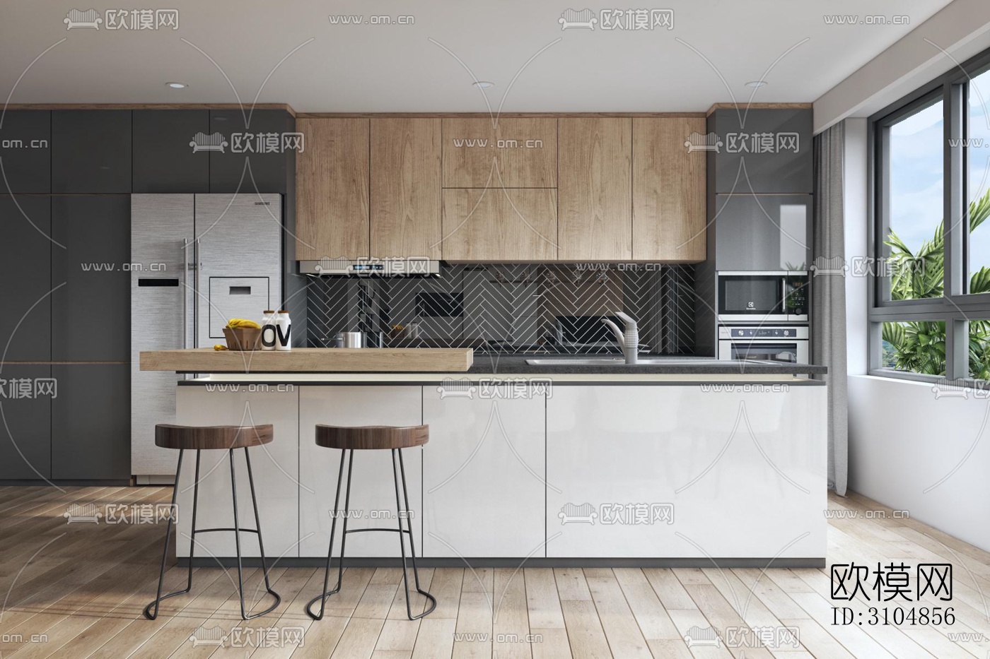 北欧厨房效果图下载（渲染图4）