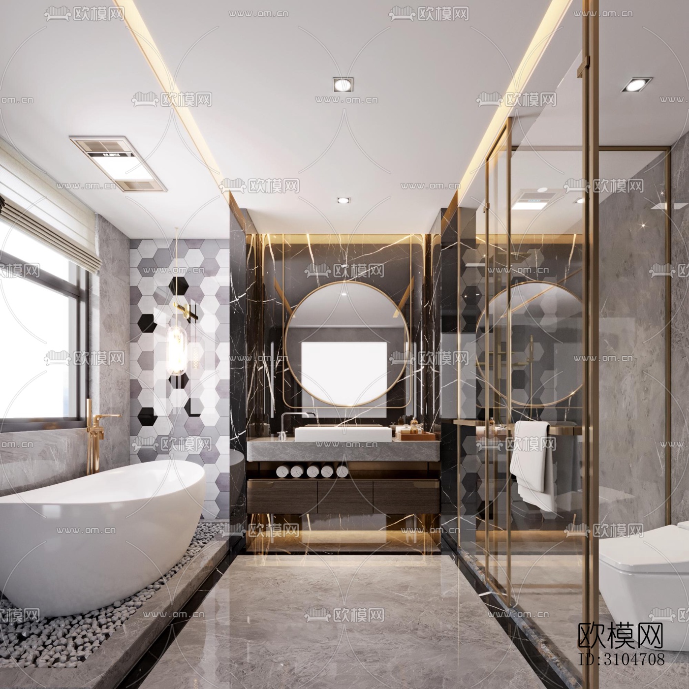 现代卫生间效果图下载（渲染图1）
