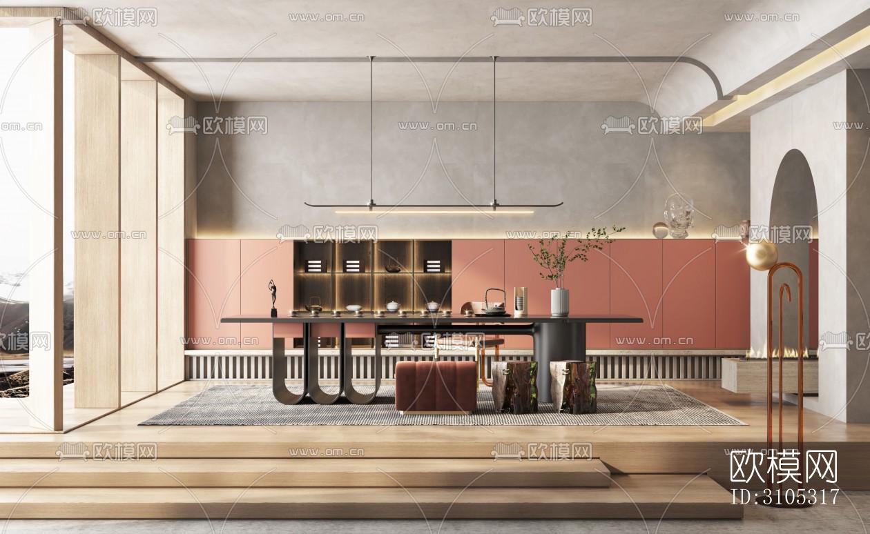 现代茶室效果图下载（渲染图5）