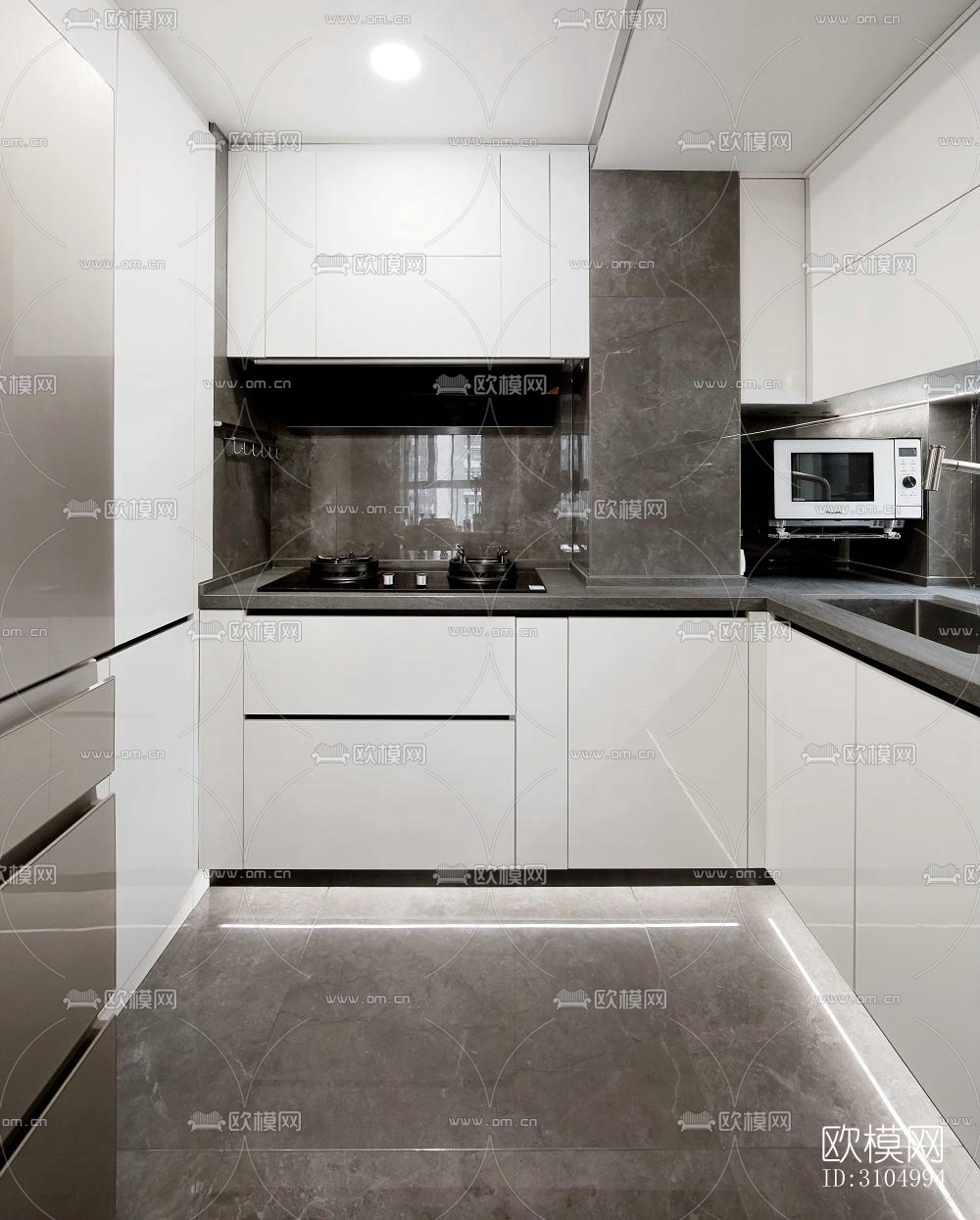 现代厨房效果图下载（渲染图2）